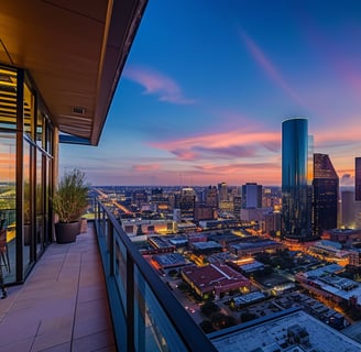 Houston, Texas city view from a luxury penthouse. Houston, Texas city view from a luxury penthouse.