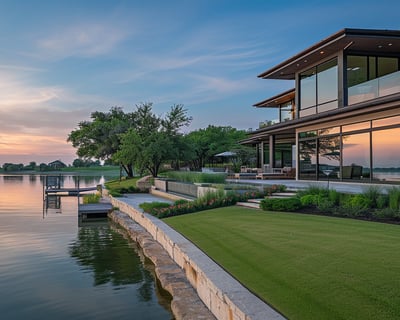 Luxury lake house situated on the peaceful shores of a lake near Fort Worth. Luxury lake house situated on the peaceful shores of a lake near Fort Worth.