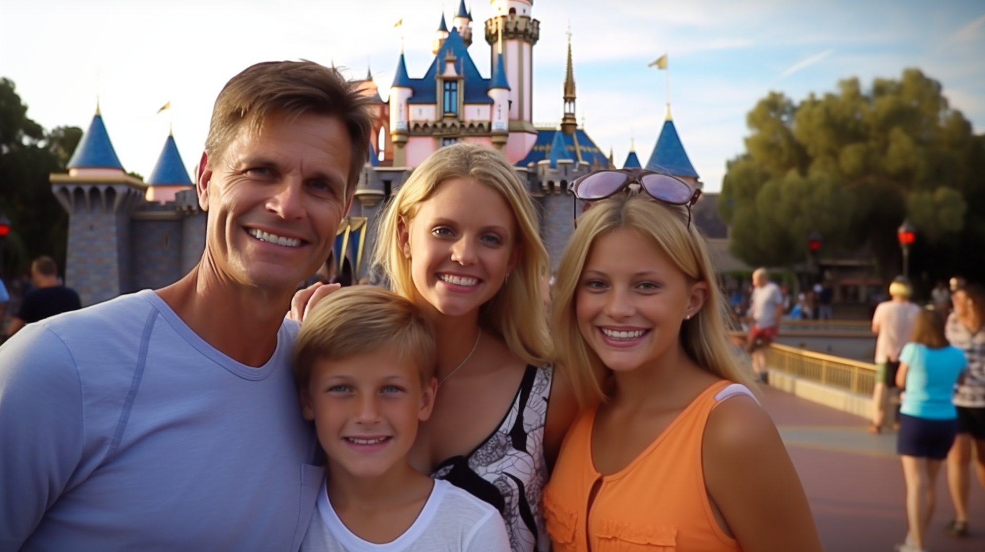 Family snapshot at Disneyland, Anaheim, California
