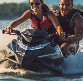 A 2017 Sea-Doo GX-R jet ski on a lake in Lakeland, Florida.