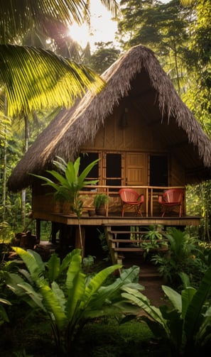 a small hut with a thatched roof and a thatched roof