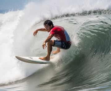 surfing action at kuta beach