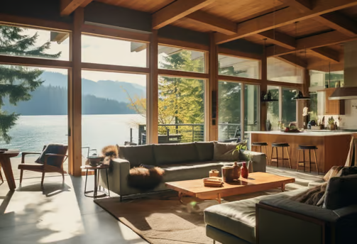 sunny interior of a beachfront vacation rental in Anderson Island, WA sunny interior of a beachfront vacation rental in Anderson Island, WA