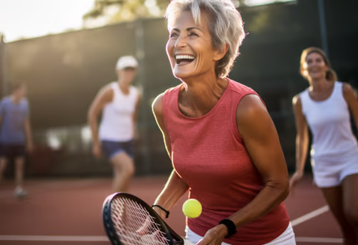 an elderly woman holding a tennis racket an elderly woman holding a tennis racket