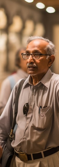 an indian man watching something