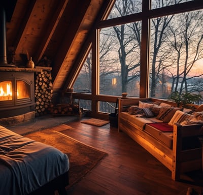 A luxury cabin in the woods