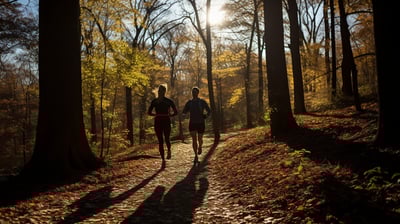 Joggers running in Glade Top Trail in Ava, Missouri.