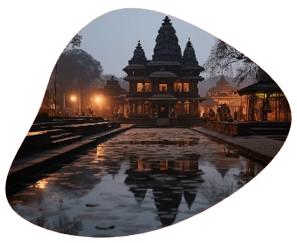 a moment to admire the reflection of the sky and water in the large glass window of the temple.