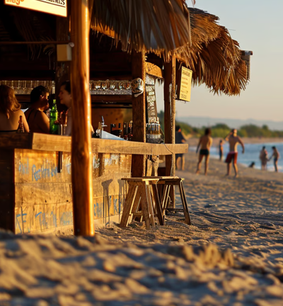 a beachside shack in Mancora, Peru