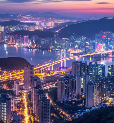 aerial view of Busan, South Korea, a great destination for luxury world tours