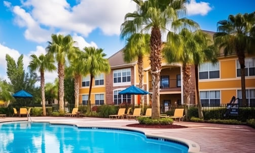 Sunny Poolside Relaxation in Orlando Resort.