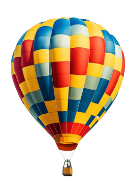Colorful Hot Air Balloon Soaring High.