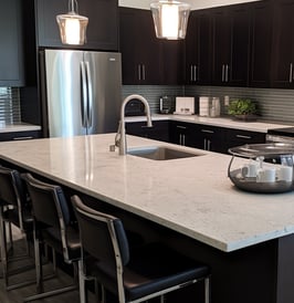 Sleek Modern Kitchen with Island Seating.
