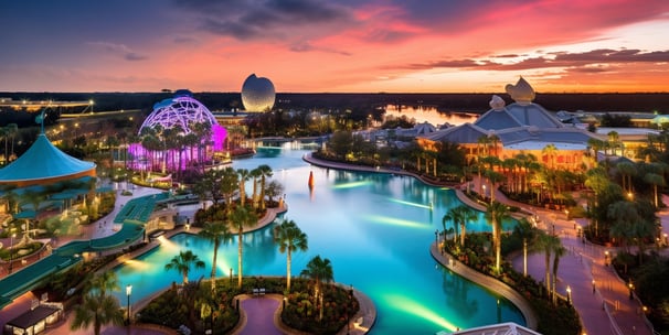 Sunset Glow over Disney World Resorts.