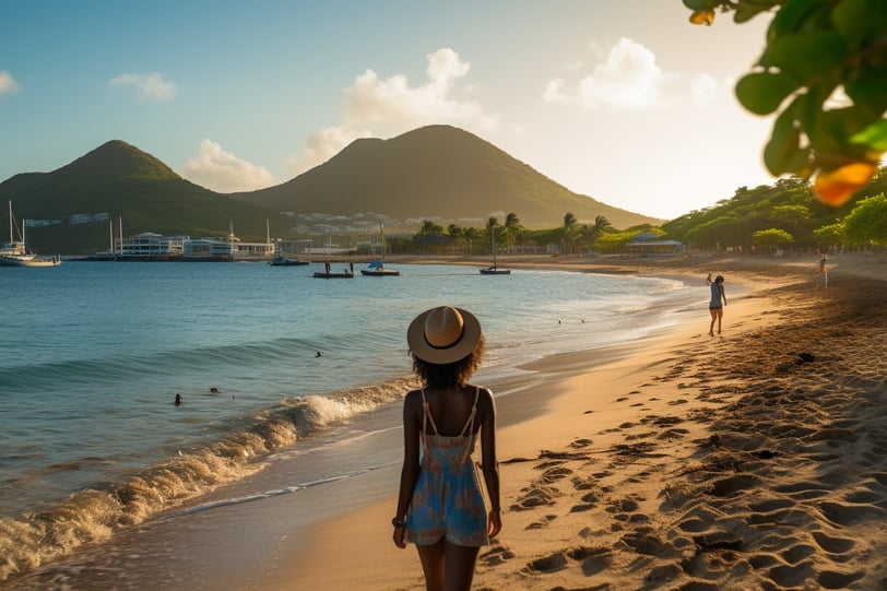 sea beach view in front of a girl
