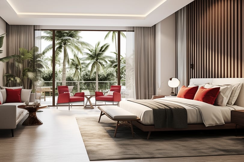 sea beach view bedroom at morning