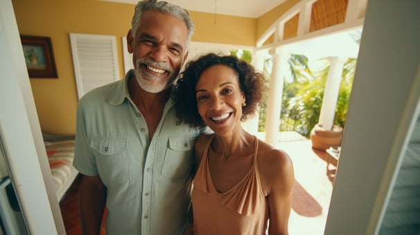 happy couple smile face