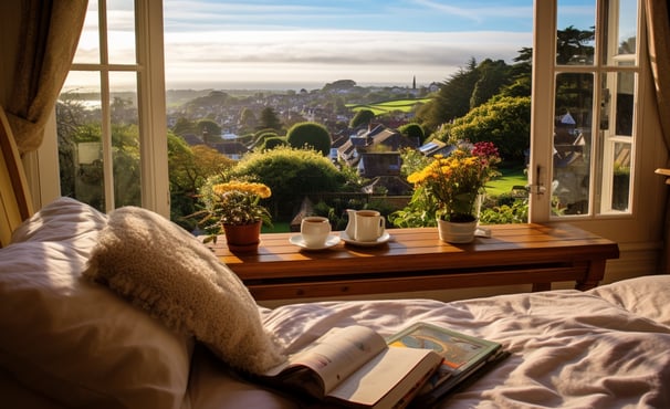 A view of Bournemouth, UK, from a cozy bedroom cottage. A view of Bournemouth, UK, from a cozy bedroom cottage.