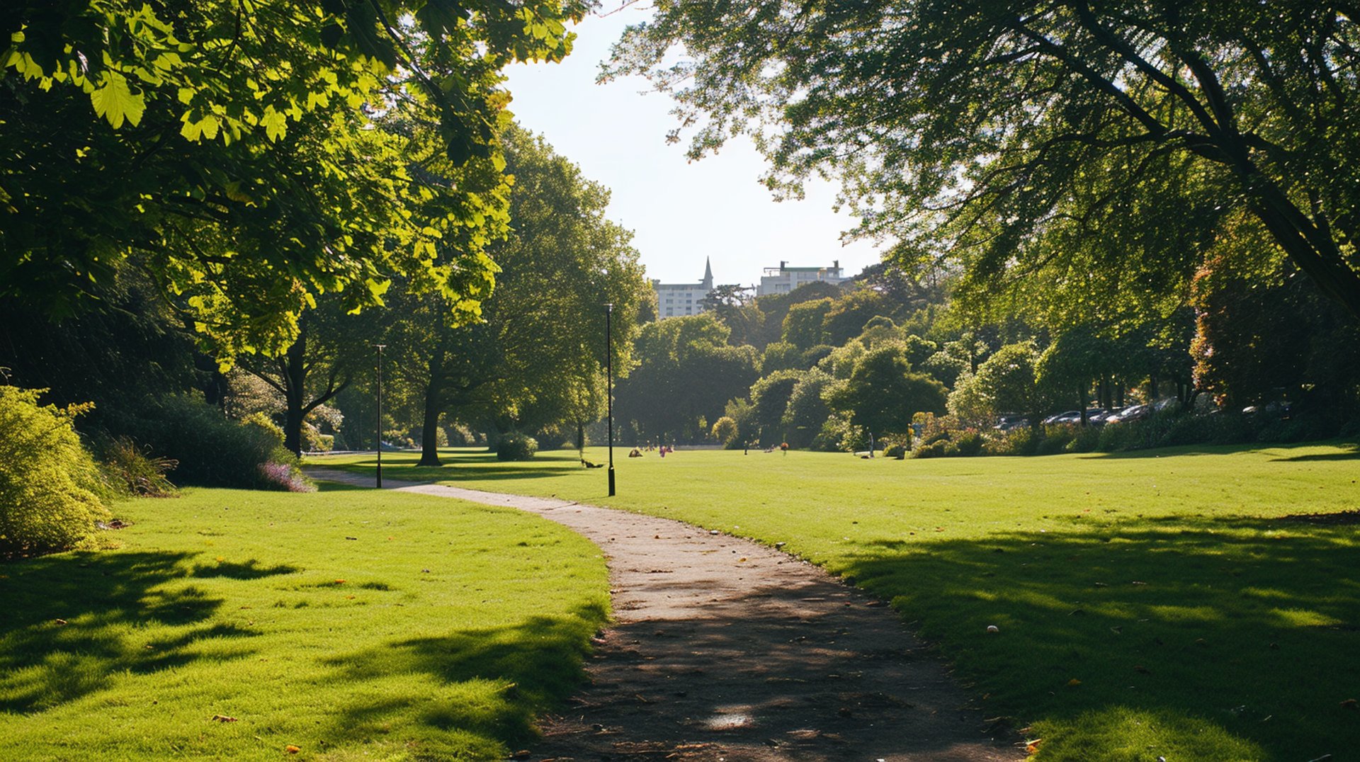 a walkway inside a park