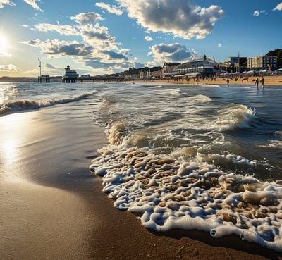 A stunning stretch of golden sands along the coastline of Bournemouth, UK. A stunning stretch of golden sands along the coastline of Bournemouth, UK.