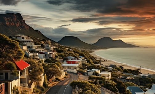 Near Cape Town, offering seasonal shark cage diving experiences.