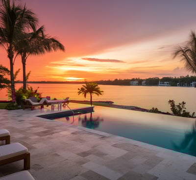 sunset view from beach side villa