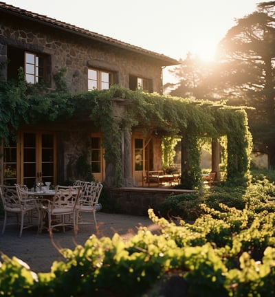 hotel vacation rental scene in sonoma coast vineyards
