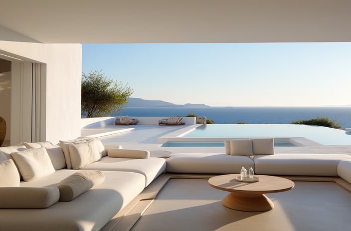 Modern luxury villa with minimalist interior design, featuring sleek lines and neutral colors. Modern luxury villa with minimalist interior design, featuring sleek lines and neutral colors.