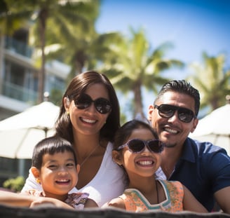 a family of four with diverse hispanic