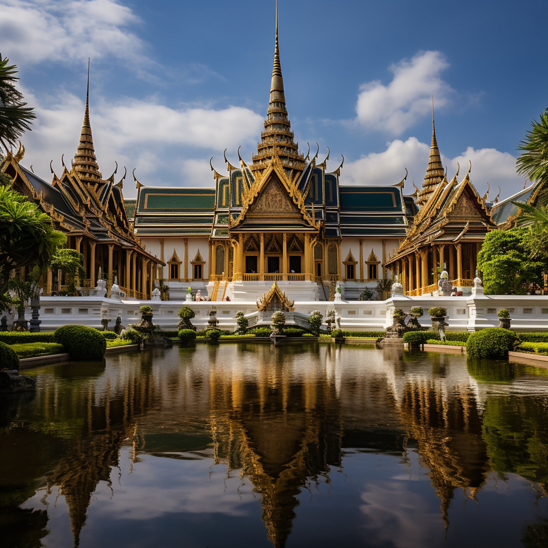 Majestic Grand Palace in Bangkok, Thailand, showcasing intricate architecture and vibrant colors.