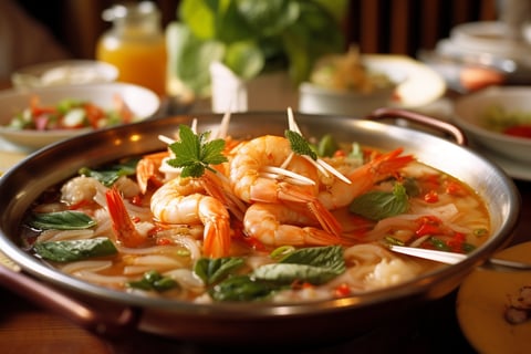 tom yum goong in restaurant