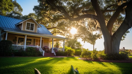 A cottage in Safety Harbor, Florida with manicured lawns. A cottage in Safety Harbor, Florida with manicured lawns.