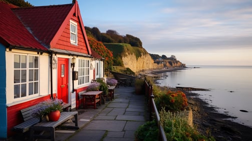A quaint cottage in Scarborough, UK during the early morning hours. A quaint cottage in Scarborough, UK during the early morning hours.