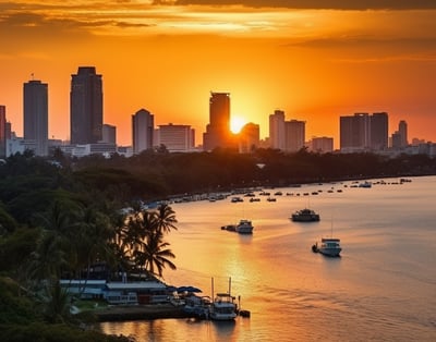 The scenic coastal areas of Bangkok, Thailand at sunset. The scenic coastal areas of Bangkok, Thailand at sunset.