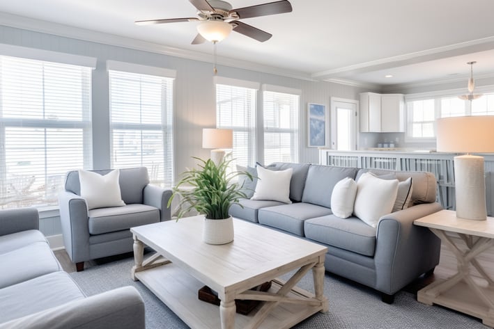 Interior of home rental in Grand Isle, Louisiana, USA.