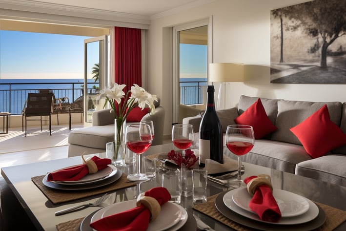 Interior of home rental in Grand Isle, Louisiana, USA.