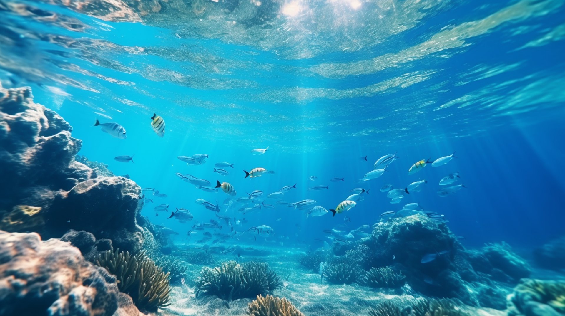 realistic wide shot underwater photograph