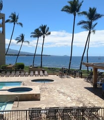 a pool with a view of the ocean