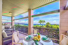 a table with fruit on it and a view of the ocean a table with fruit on it and a view of the ocean