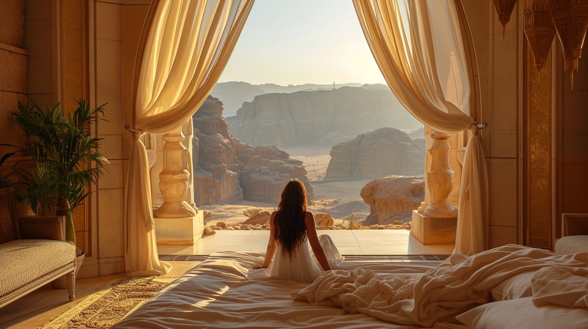 a beautiful lady enjoying in villa sahara