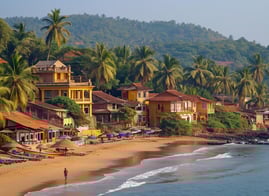 Idyllic Goan Seascape: Palms, Beachfront, and Timeless Charm