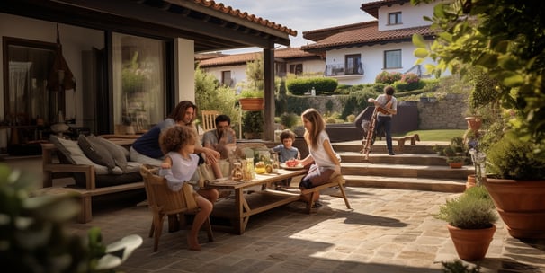 Family in a rental home in Spain
