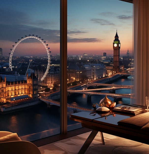 Luxury hotel views in London