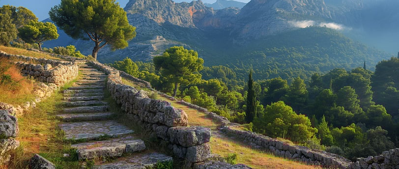 stairs built with rocks in a mountain