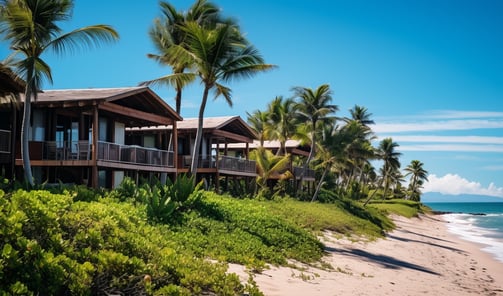 lodging units of a beachfront resort in Fiji