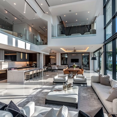 A large open living room with a large open floor plan in hollywood beach, florida A large open living room with a large open floor plan in hollywood beach, florida