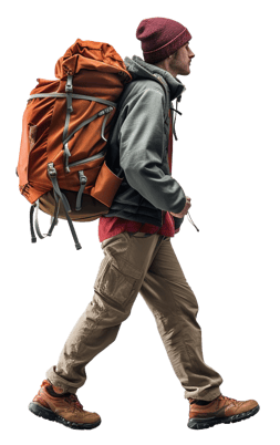 head to foot shoot of man with backpack