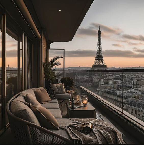 Stunning view of eiffel tower from balcony