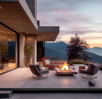 A hot tub overlooking the Swiss Alps A hot tub overlooking the Swiss Alps