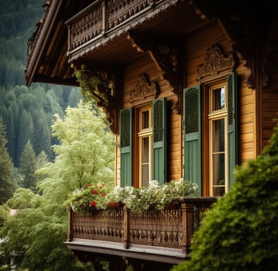 A row of ski chalets in the Austrian Alps A row of ski chalets in the Austrian Alps